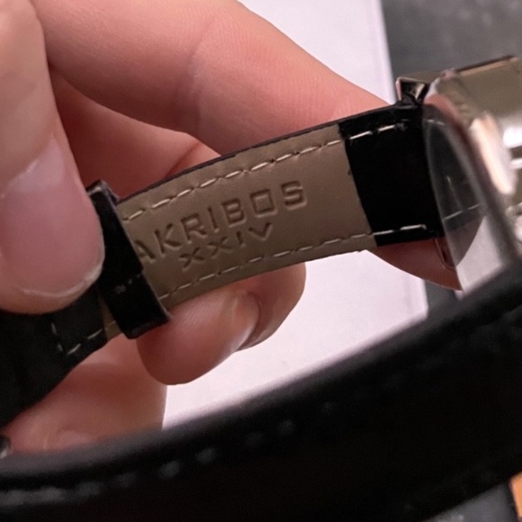 Akribos XXIV Women's Skeleton Automatic Black Leather Strap H20-Resistant Watch - Picture 5 of 5